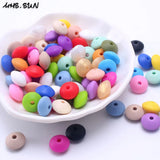 50pcs Silicone Beads Abacus Lentil Shape Baby Teether Toy DIY Jewelry Making
