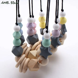 Baby Teething Nursing Beads Necklace Colorful Breastfeeding Jewelry