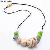 Baby Teething Nursing Beads Necklace Colorful Breastfeeding Jewelry