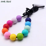 Rainbow Silicone Beads Teether Necklace for Baby Toddler Nursing Toy 1PC