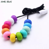 Rainbow Silicone Beads Teether Necklace for Baby Toddler Nursing Toy 1PC