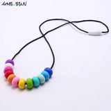 Rainbow Silicone Beads Teether Necklace for Baby Toddler Nursing Toy 1PC