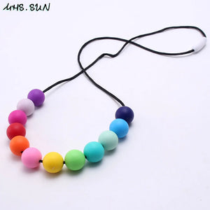 Rainbow Silicone Beads Teether Necklace for Baby Toddler Nursing Toy 1PC