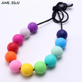 Rainbow Silicone Beads Teether Necklace for Baby Toddler Nursing Toy 1PC