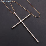 CZ Zircon Big Cross Pendant Necklace Hip Hop Gold/Black Chain Religion Jewelry