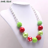 Christmas Style Girls Beads Necklace Child Kids Chunky Bubblegum Necklace
