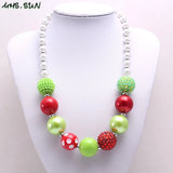 Christmas Style Girls Beads Necklace Child Kids Chunky Bubblegum Necklace