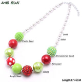 Christmas Style Girls Beads Necklace Child Kids Chunky Bubblegum Necklace