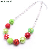Christmas Style Girls Beads Necklace Child Kids Chunky Bubblegum Necklace
