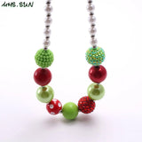 Christmas Style Girls Beads Necklace Child Kids Chunky Bubblegum Necklace