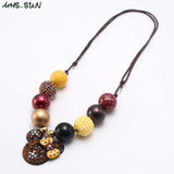 Cartoon Pendant Rope Necklace Kids Chunky Beads Halloween Jewelry