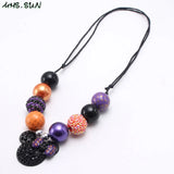 Cartoon Pendant Rope Necklace Kids Chunky Beads Halloween Jewelry