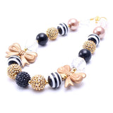 Baby Girls Chunky Bowknot DIY Necklace Rhinestone Beaded 2pcs/lot