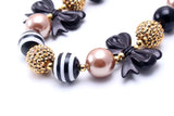 Baby Girls Chunky Bowknot DIY Necklace Rhinestone Beaded 2pcs/lot