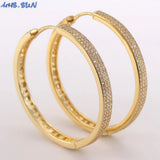 Women Cubic Zircon Hoop Earrings Round Circel Earrings For Wedding