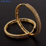 Women Cubic Zircon Hoop Earrings Round Circel Earrings For Wedding