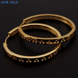 Women Cubic Zircon Hoop Earrings Round Circel Earrings For Wedding