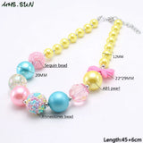 Bow Kids Beads Necklace Child Girls Chunky Bubblegum Beads Necklace