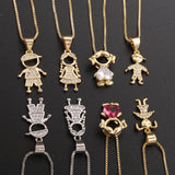 Charm Necklace Plated ZC Zircon Pendant Family Jewelry