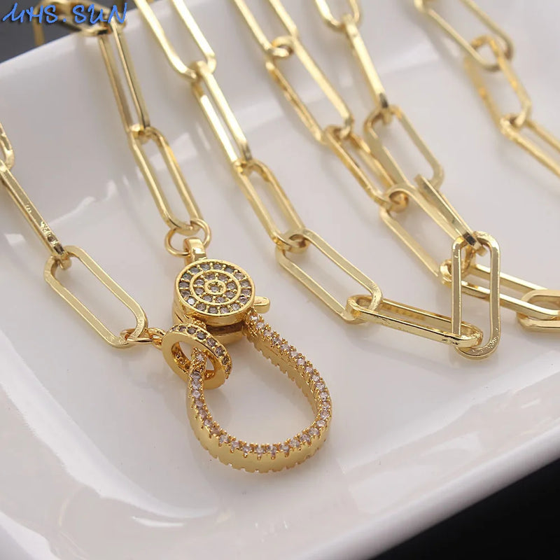 Chunky Chain Necklace with Cubic Zircon Pendant