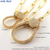 Chunky Chain Necklace with Cubic Zircon Pendant