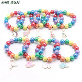Animal Pendants Bracelets for Kids Chunky Beads Rainbow Jewelry