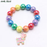Animal Pendants Bracelets for Kids Chunky Beads Rainbow Jewelry