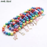 Animal Pendants Bracelets for Kids Chunky Beads Rainbow Jewelry