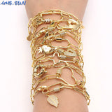 Chunky Women Chain Bracelet with Cubic Zircon Jewelry Star/Heart/Lock Bracelet
