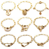 Chunky Women Chain Bracelet with Cubic Zircon Jewelry Star/Heart/Lock Bracelet