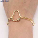Chunky Women Chain Bracelet with Cubic Zircon Jewelry Star/Heart/Lock Bracelet