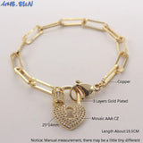 Chunky Women Chain Bracelet with Cubic Zircon Jewelry Star/Heart/Lock Bracelet