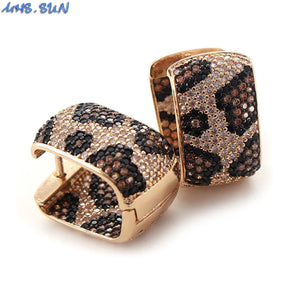 Leopard Zirconia Hoop Earrings Women Jewelry Accessories