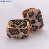 Leopard Zirconia Hoop Earrings Women Jewelry Accessories