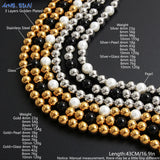 Adjustable Stainless Steel Silver Ball Pearl Necklace for Women Men