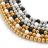 Adjustable Stainless Steel Silver Ball Pearl Necklace for Women Men