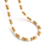 Adjustable Stainless Steel Silver Ball Pearl Necklace for Women Men