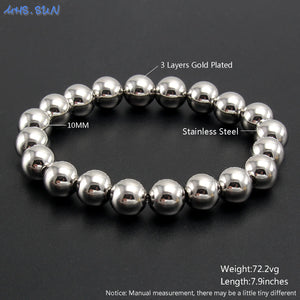 Waterproof Stainless Steel Bracelet Elastic Beaded Stackable Women Jewelry