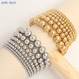 Waterproof Stainless Steel Bracelet Elastic Beaded Stackable Women Jewelry