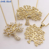 Zircon Tree Pendant Necklace Charms Chain Choker CZ Jewelry