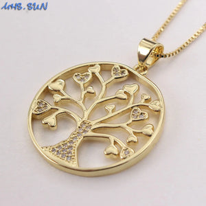 Zircon Tree Pendant Necklace Charms Chain Choker CZ Jewelry