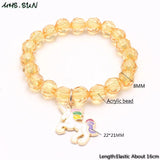 Baby Girls Beads Bracelet DIY Kids Jewelry Unicorn Pendant Bangles 5pc