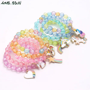 Baby Girls Beads Bracelet DIY Kids Jewelry Unicorn Pendant Bangles 5pc
