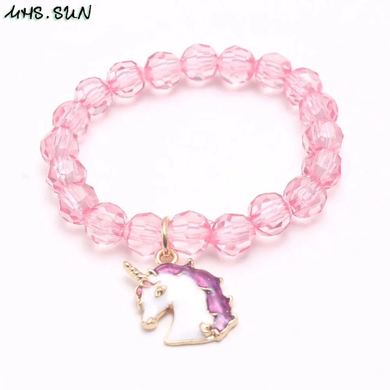 Baby Girls Beads Bracelet DIY Kids Jewelry Unicorn Pendant Bangles 5pc
