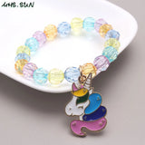 Baby Girls Beads Bracelet DIY Kids Jewelry Unicorn Pendant Bangles 5pc
