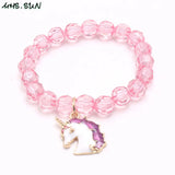 Baby Girls Beads Bracelet DIY Kids Jewelry Unicorn Pendant Bangles 5pc