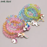 Baby Girls Beads Bracelet DIY Kids Jewelry Unicorn Pendant Bangles 5pc