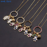 Boys & Girls Charm Necklace with CZ Pendant Football Chain Women Jewelry