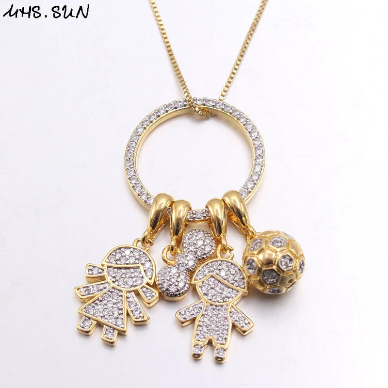 Boys & Girls Charm Necklace with CZ Pendant Football Chain Women Jewelry
