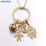 Boys & Girls Charm Necklace with CZ Pendant Football Chain Women Jewelry